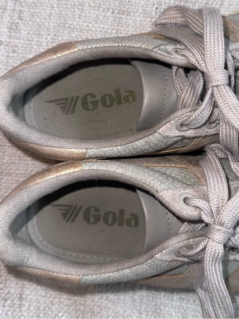 Anthropologie GOLA Orchid II Lizard Sneakers Feather Gray Gold Athleisure Wmn 6 - Picture 14 of 16